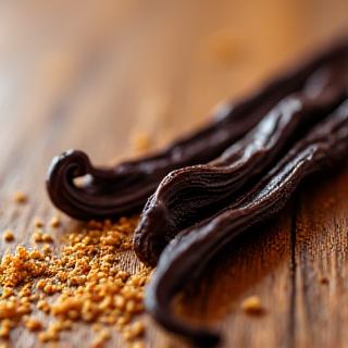 Rich, warm vanilla beans and a hint of caramelized sugar, suggesting a sweet, indulgent aroma.