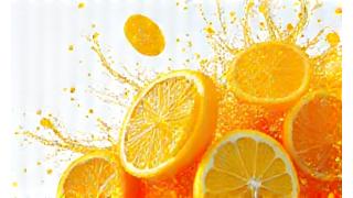 Vibrant, sparkling citrus fruits (lemon, orange) with bright morning light, signaling energy.