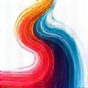 A vibrant abstract swirl of colors emanating from a paintbrush, symbolizing creativity.