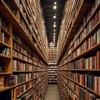 Interior of Powell's City of Books, with towering bookshelves filled with books and warm, inviting lighting.